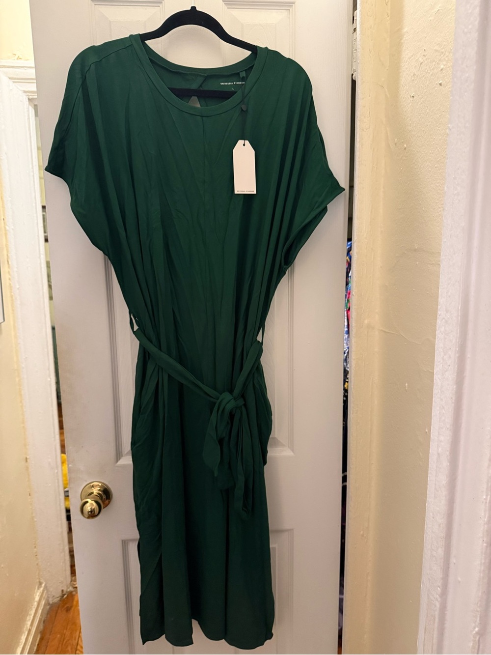 Universal Standard Forest Green Tie-Belt Midi Dress